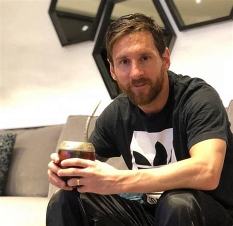 Barcelona Star Lionel Messi Enjoys A Sip Of Popular Mate Tea As The