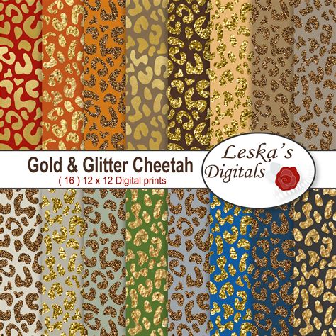 Cheetah Digital Paper Cheetah print gold foil cheetah