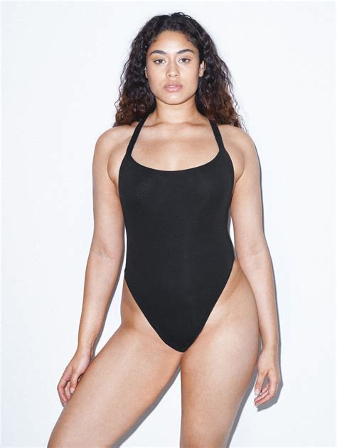Ribbed Thick Strap Thong Bodysuit American Apparel