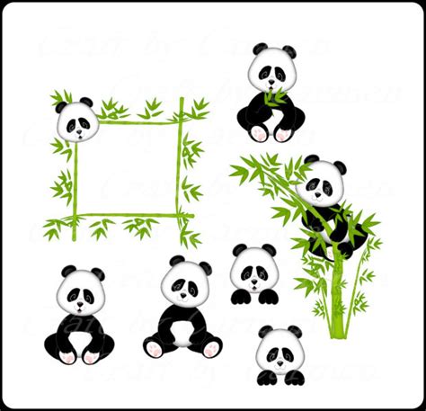Panda Bear Clip Art Cute Panda Bear Digital Panda Bear Etsy