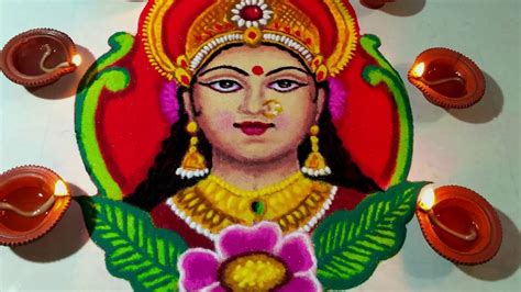 Laxmi Goddess Portrait Rangoli Design By Jeet Rangoli Videos