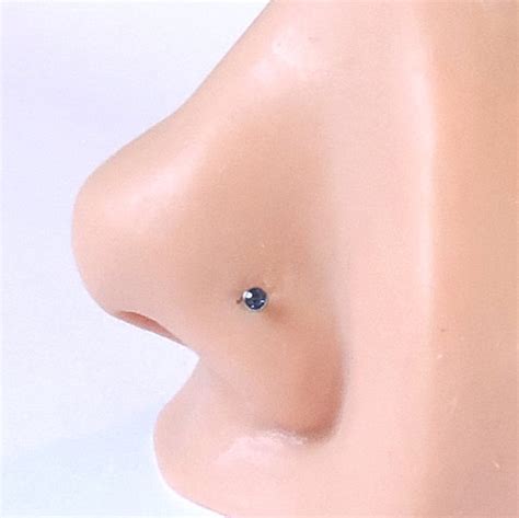 Nose Ring Simple Blue Crystal Nose Screw L Shaped Nose Pin Etsy