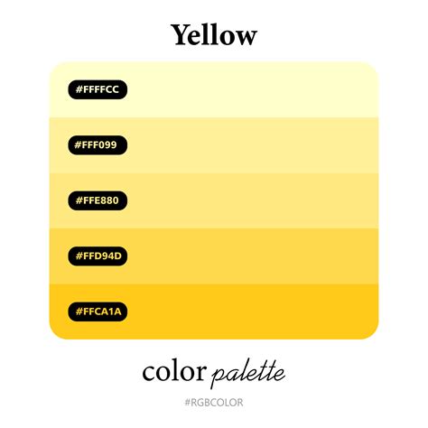 Paletas De Colores Amarillos Con Precisión Con Códigos Perfectos Para