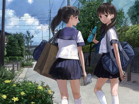 2048x1536 Anime Girl Going School In Uniform 2048x1536 Resolution Hd 4k