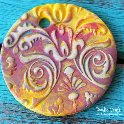 Damask Polymer Clay Pendants Made With Sculpey