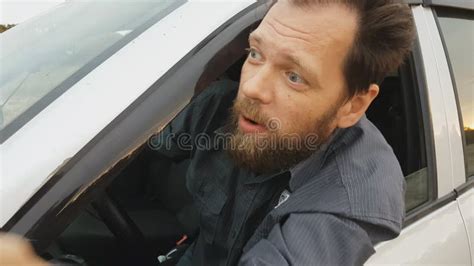 Man Angry In Traffic Driving Woman Trying To Calm Stock Footage Video