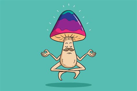 Colorful Magic Mushroom Meditation Graphic By Padmasanjaya · Creative