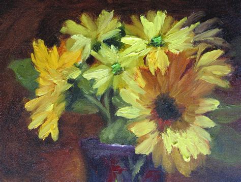 Pat Fiorello Art Elevates Life Flower Study 6 Yellow Daisies