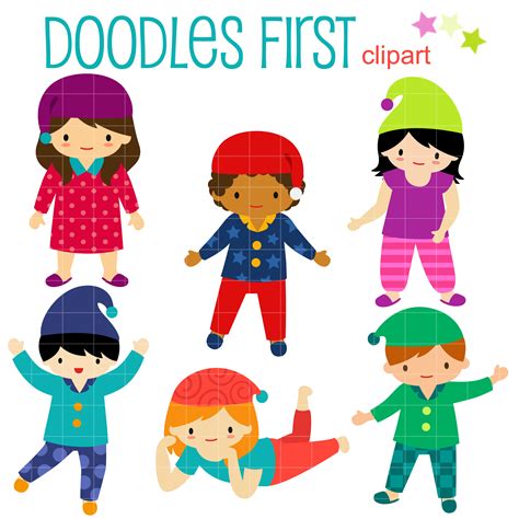 Pajama Party Kids Clip Art Set Daily Art Hub Free Clip Art Everyday