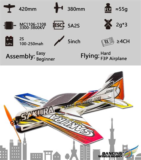 Dancing Wings Hobby Sakura E210 420mm Wingspan Epp Mini 3d Aerobatic Indoor Aircraft Rc Airplane