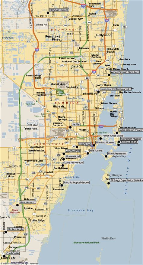 Miami Florida City Map Miami Florida Mappery