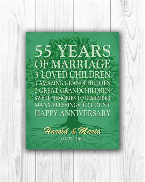 55th Anniversary Digital Print Personalized 55th Or Any Year Etsy