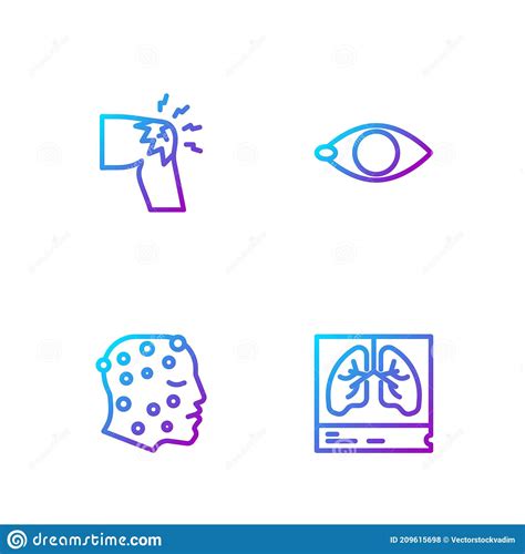 Set Line Lungs X Ray Psoriasis Or Eczema Rash Joint Pain Knee Pain