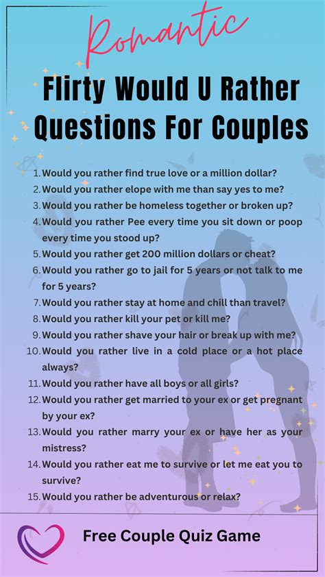 flirty would u rather questions for couples flirty would u rather questions to… would u