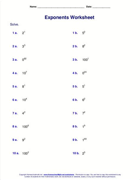 Properties Of Integer Exponents Worksheet Pdf