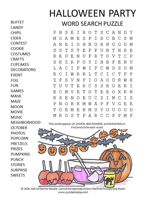 Halloween Party Word Search Puzzle Puzzles To Play