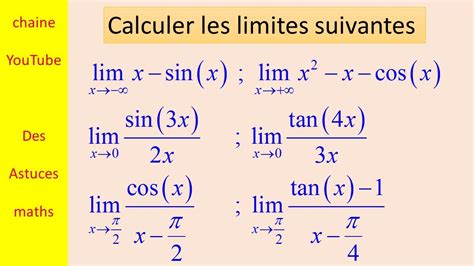 déterminer des limites avec la fonction trigonométrique YouTube