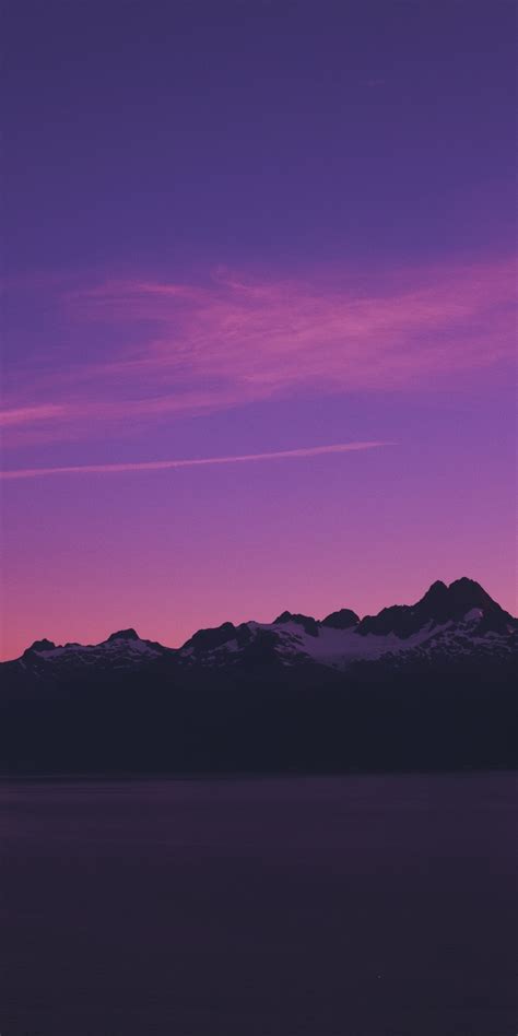 Download Wallpaper 1080x2160 Horizon Mountains Pink Sky Sunset