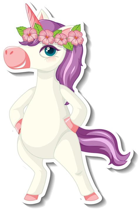 Cute unicorn stickers with a funny unicorn cartoon character 2729344