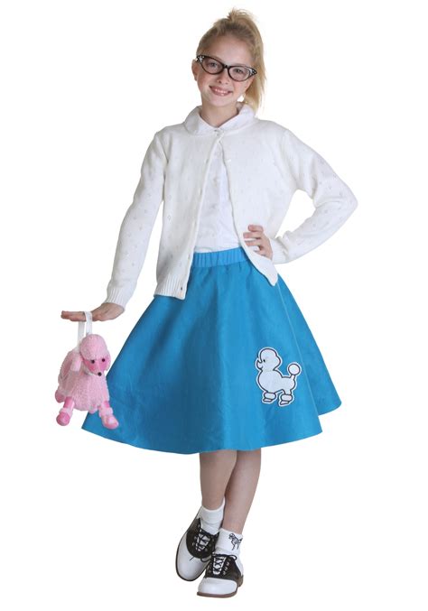 Child 50s Blue Poodle Skirt 1950s Poodle Skirt Costumes For Kids