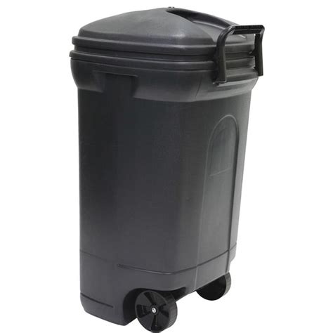 Blue Hawk 35 Gallon Black Plastic Outdoor Wheeled Trash Can With Lid In