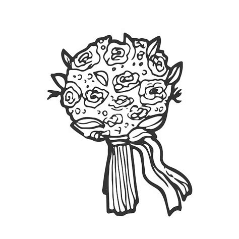 Premium Vector Wedding Bouquet With Delicate Flowers Leaves Doodle