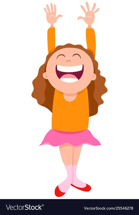 Happy Girl Character Cartoon Royalty Free Vector Image