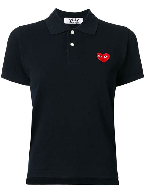 Comme Des Garçons Play Heart Patch Polo Shirt Farfetch