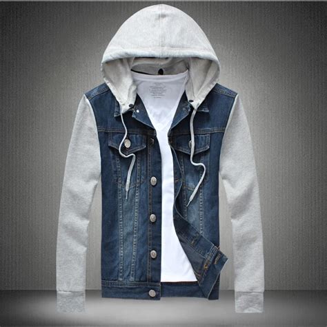New Fashion Mens Denim Jeans Hoodie Jackets Top Coat Male Hooded