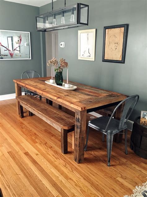 Buy Custom Reclaimed Wood Farmhouse Dining Table Textured Finish