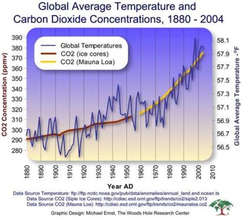 Global Average Temperature And Carbon Dioxide Concentrations 19802004