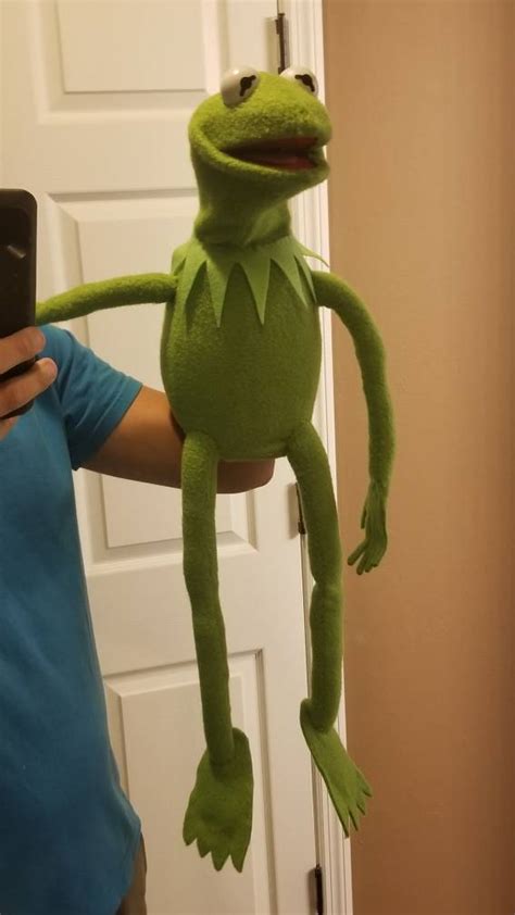 Hand Stitched Kermit The Frog Puppet Replica Early