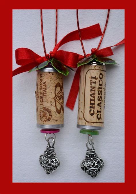 Beautiful And Unique Wine Cork Ornament With Silver Heart Etsy Wine
