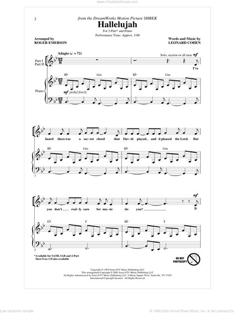 Cohen Hallelujah Sheet Music For Choir Part PDF