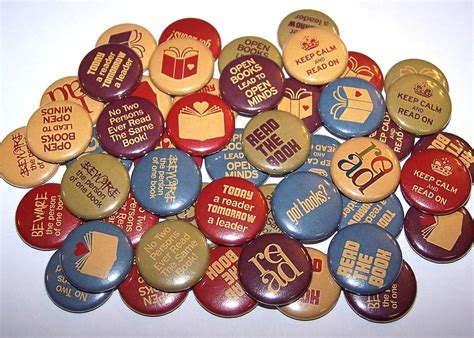 Books Reading Set Of 10 Buttons 1 Or 15 Pin Back