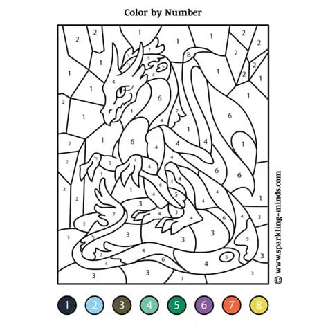 Dragon Color By Number Unicorn Coloring Pages Dragon Coloring Page