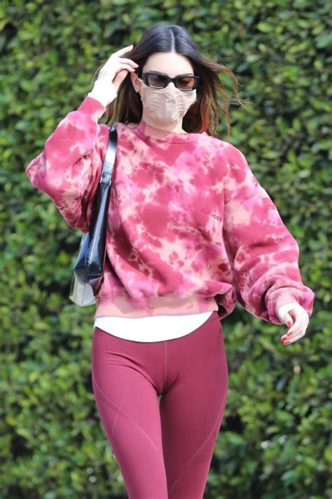 Kendall Jenner In Pink Leggings Showed A Significant Cameltoe The