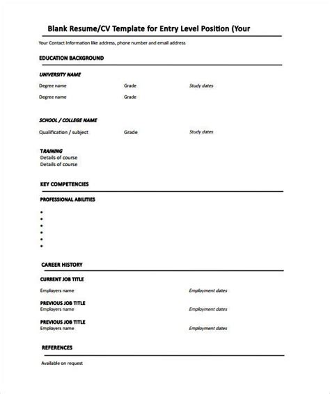 Name of position, focusing on (this section is optional. 22+ Blank Resume Templates Free PDF, Word Documents