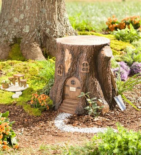 Whimsical Fairy Garden Tree Stump Stool Miniature Fairy Gardens