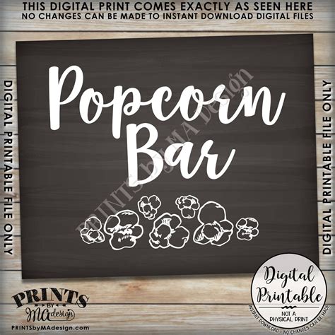 Popcorn Bar Sign Printable Free Free Printable A To Z