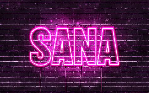 1920x1080px 1080p Free Download Sana With Names Female Names Sana Name Purple Neon Lights
