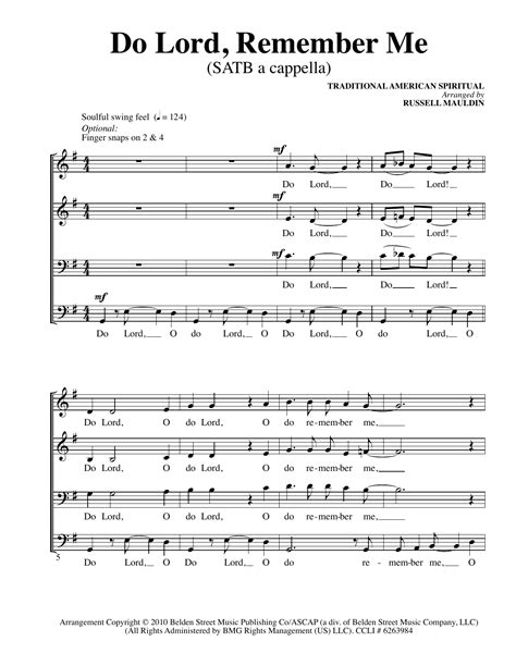Do Lord Remember Me Sheet Music Direct