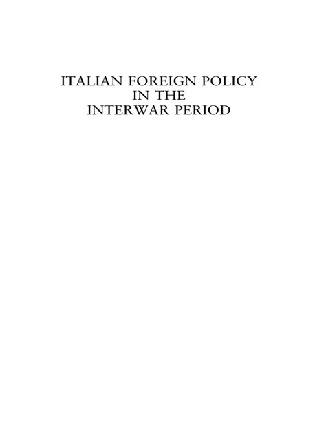 Italian Foreign Policy In The Interwar Period 1918 1940 Pdf