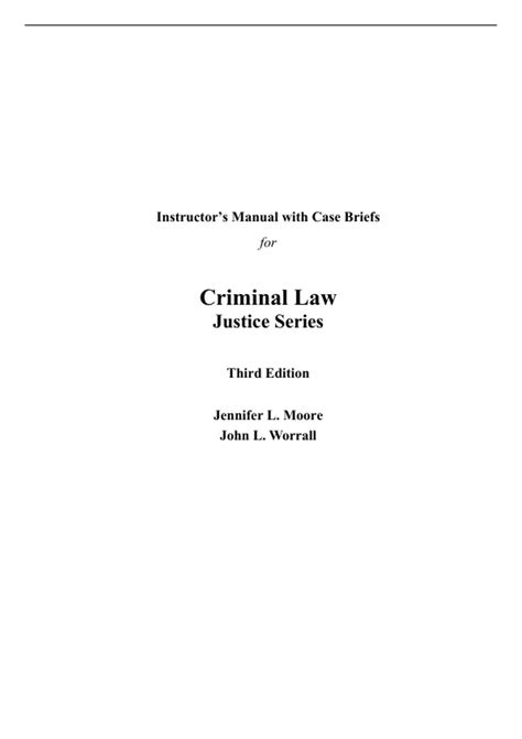 Instructor Manual For Criminal Law Justice Series 3rd Edition By