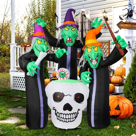 62 Ft Tall Halloween Inflatable Yard Decorations Blow Up 3 Witches