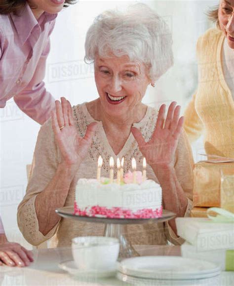 Senior Woman Celebrating Birthday Stock Photo Dissolve