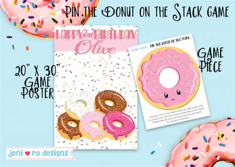 Donut Birthday Printable Party Game Pin The Donut On The Stack
