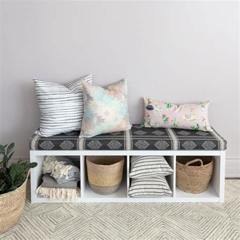 Seriously, don't belittle the ability of a rug. Hobbs Foam Bench Cushion, Graphite (IKEA hack, Kallax shelf) - Tonic Living: We crafted one of ...