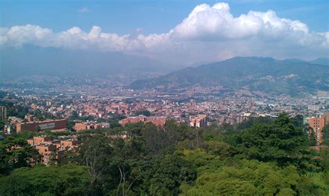 Cityscape And Mountains With Sky And Clouds In Medellin Colombia Image