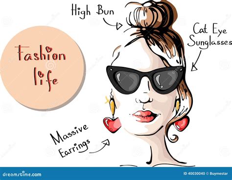 Fashion Girl In Sunglasses Portrait Vector Illustration Stock Vector Illustration Of